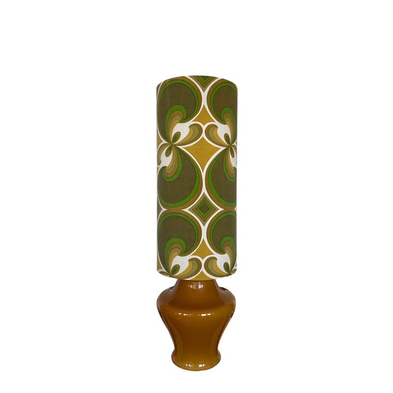 Desklamp Tilia -  opalin glass and mid-century fabric