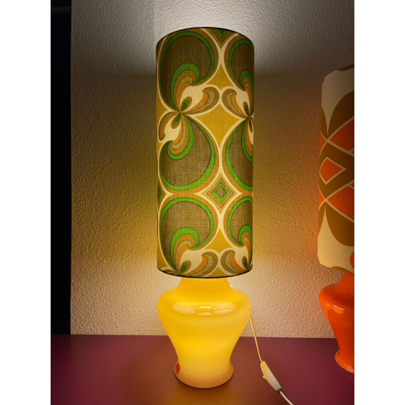 Desklamp Tilia -  opalin glass and mid-century fabric