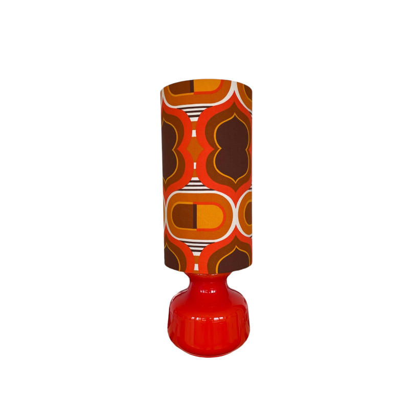 Lampe opaline orange LIPS - tissu rétro 70s