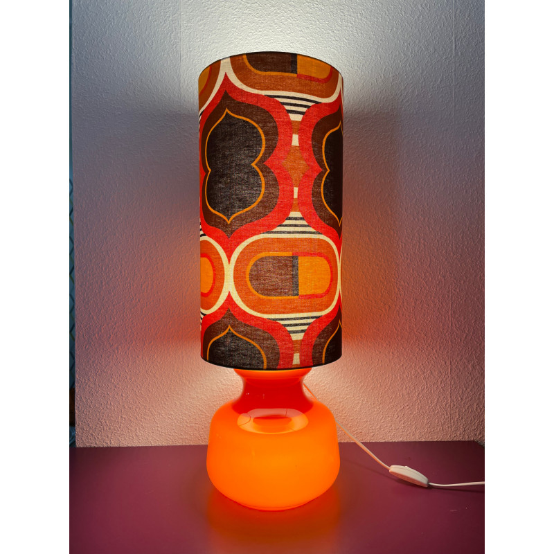 DeskLamp orange opalin glass Hoso - mid-century fabric