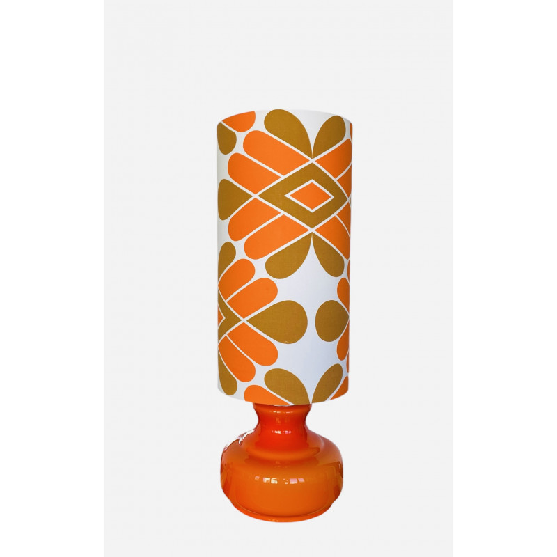 DeskLamp orange opalin glass Amsterdam H80 D28 - vintage fabric