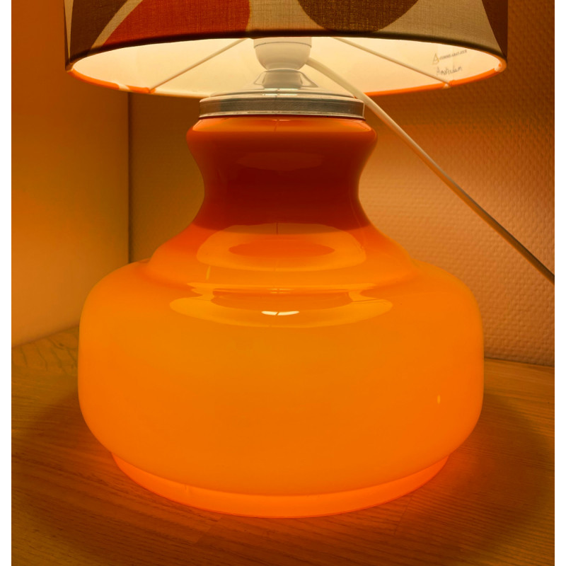 DeskLamp orange opalin glass Amsterdam H80 D28 - vintage fabric