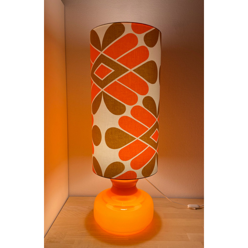 DeskLamp orange opalin glass Amsterdam H80 D28 - vintage fabric