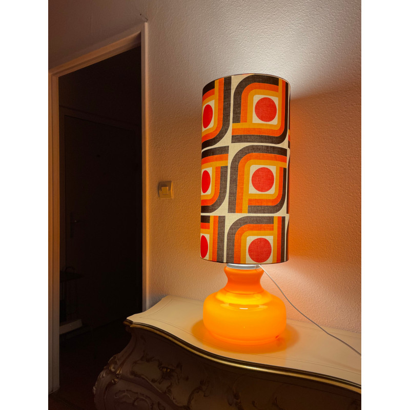 DeskLamp orange opalin glass Pepito H80 D28 - vintage fabric