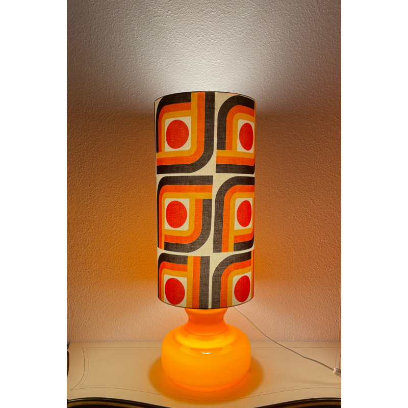 DeskLamp orange opalin glass Pepito H80 D28 - vintage fabric