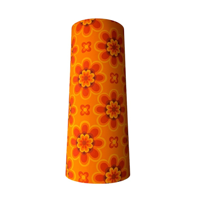 Abat-jour Crush orange H80 D35 D30 - tissu vintage 70's