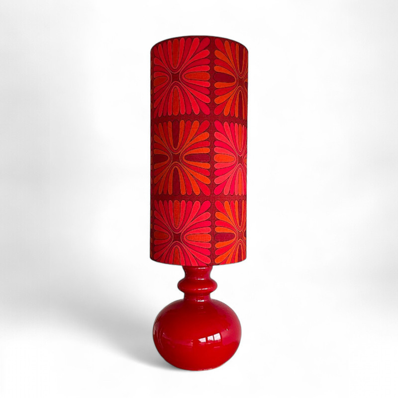 DeskLamp red opalin glass Pausa H82 D26 - vintage fabric