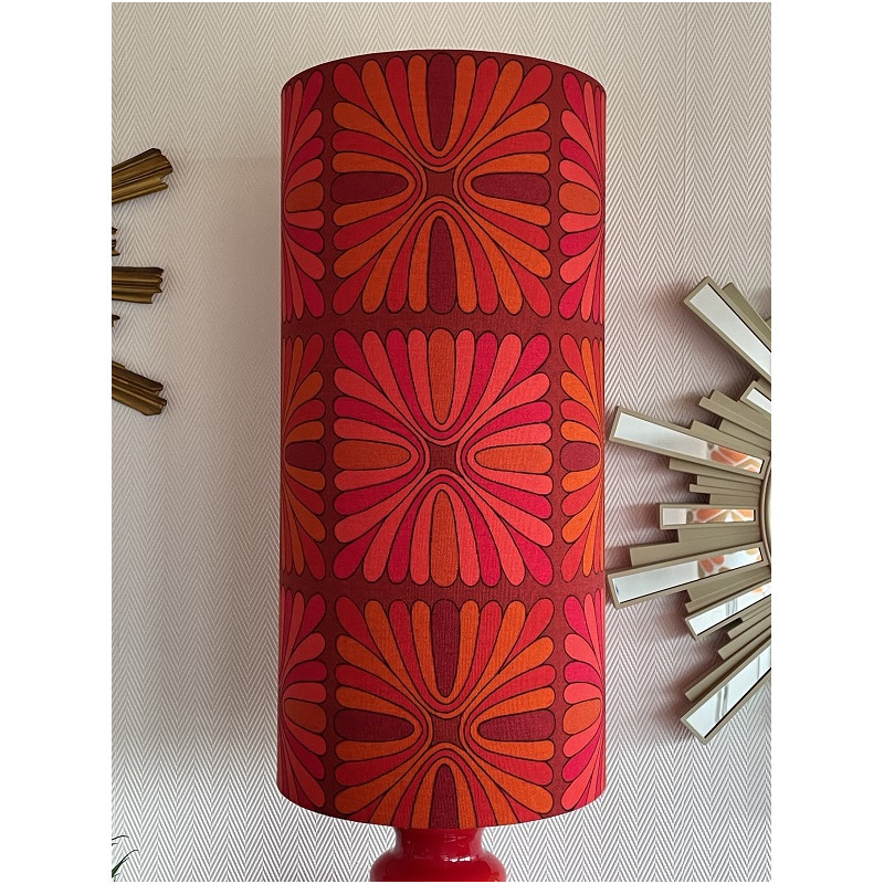 DeskLamp red opalin glass Pausa H82 D26 - vintage fabric