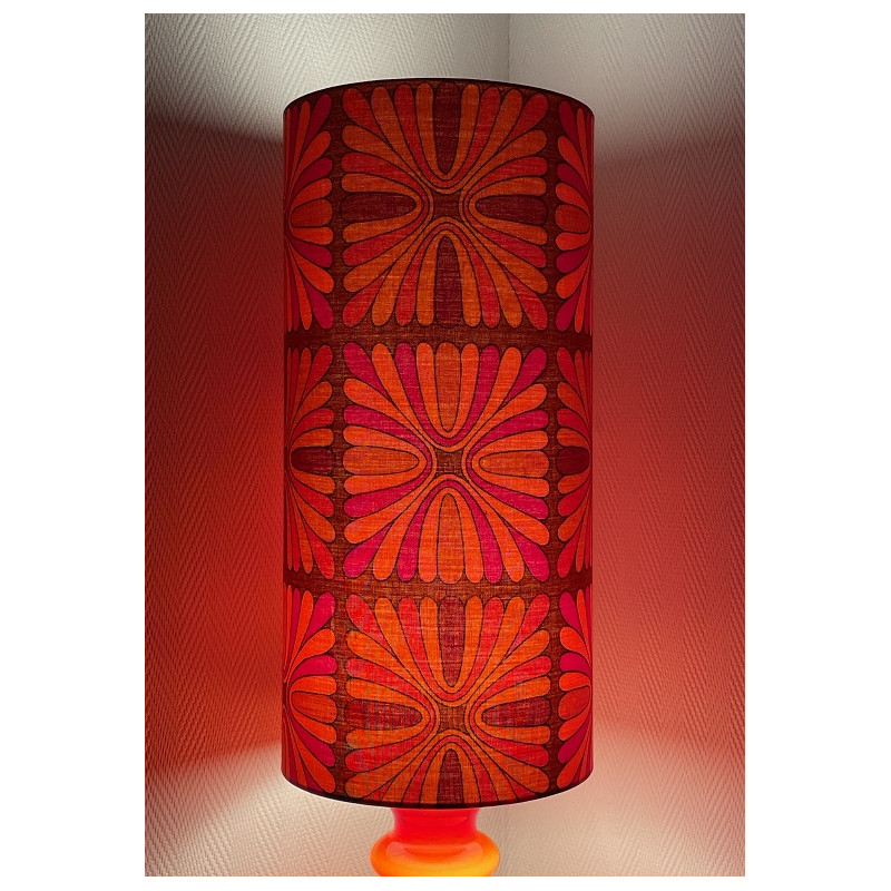 DeskLamp red opalin glass Pausa H82 D26 - vintage fabric