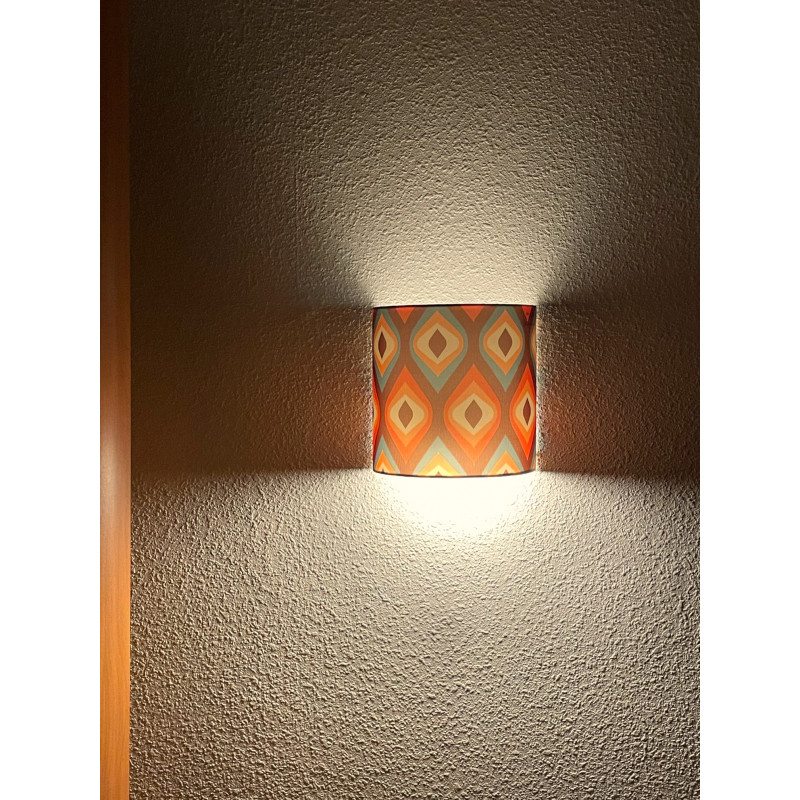 Wall lampshade half-cercle Gouttelette - mid-century fabric