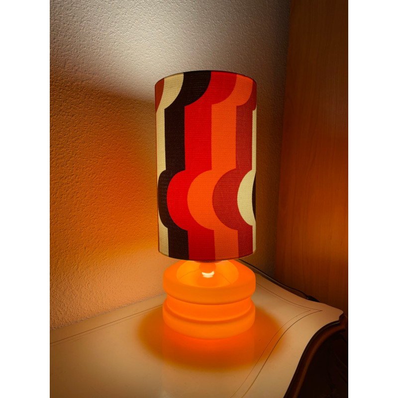 DeskLamp orange opalin glass Hoso - mid-century fabric