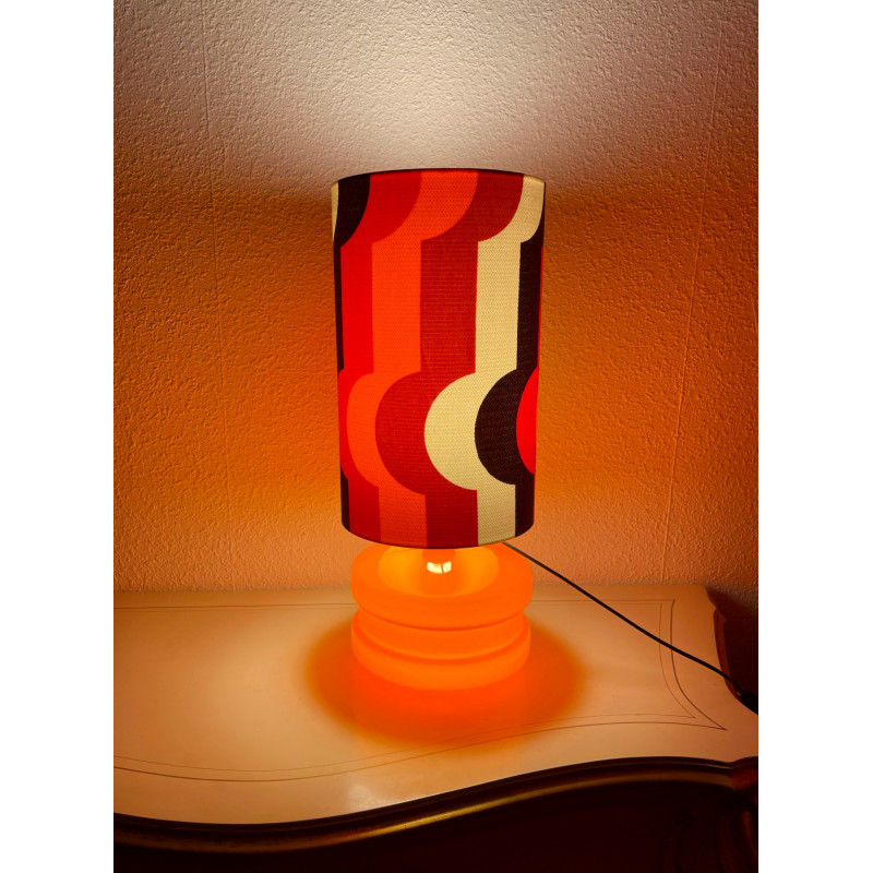 DeskLamp orange opalin glass Hoso - mid-century fabric