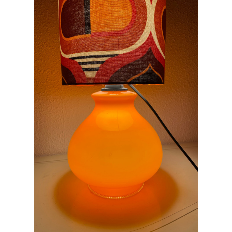 DeskLamp orange opalin glass LIPS - mid century area fabric