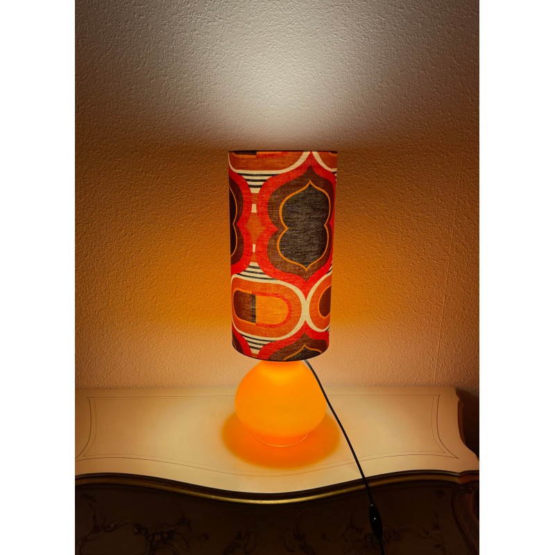 DeskLamp orange opalin glass LIPS - mid century area fabric