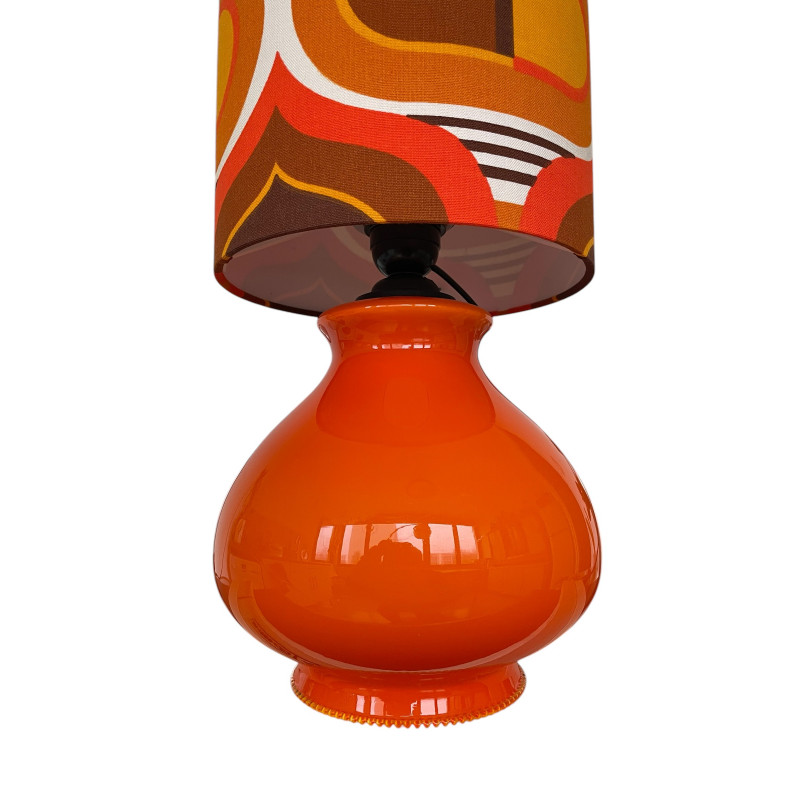 DeskLamp orange opalin glass LIPS - mid century area fabric