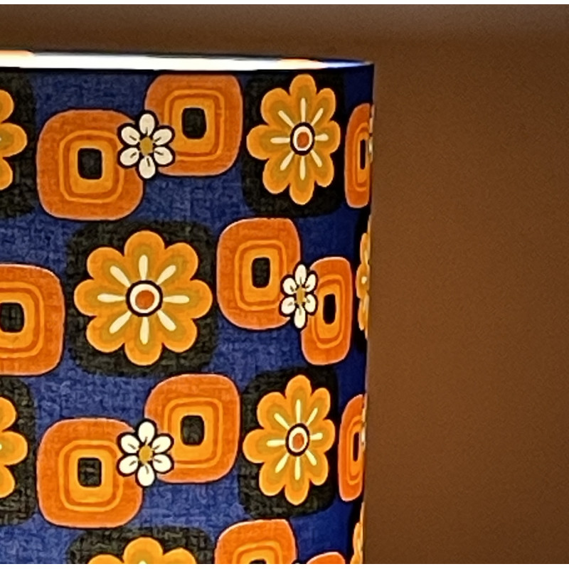 Lampshade blue Paquerette H50 D25cm  - vintage 70's fabric