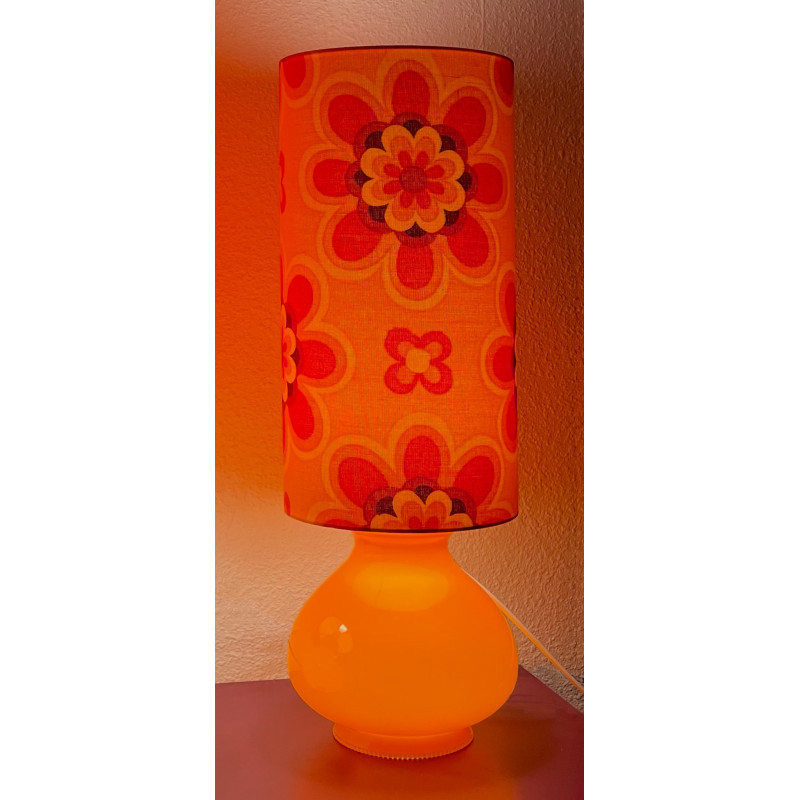 DeskLamp orange opalin glass Crush H60 D20cm - mid century area fabric