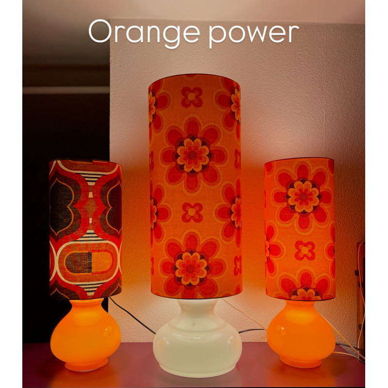 DeskLamp orange opalin glass Crush H60 D20cm - mid century area fabric