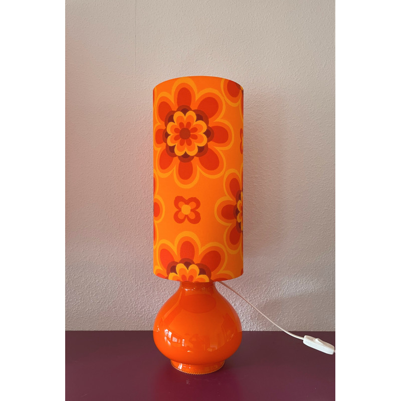 DeskLamp orange opalin glass Crush H60 D20cm - mid century area fabric