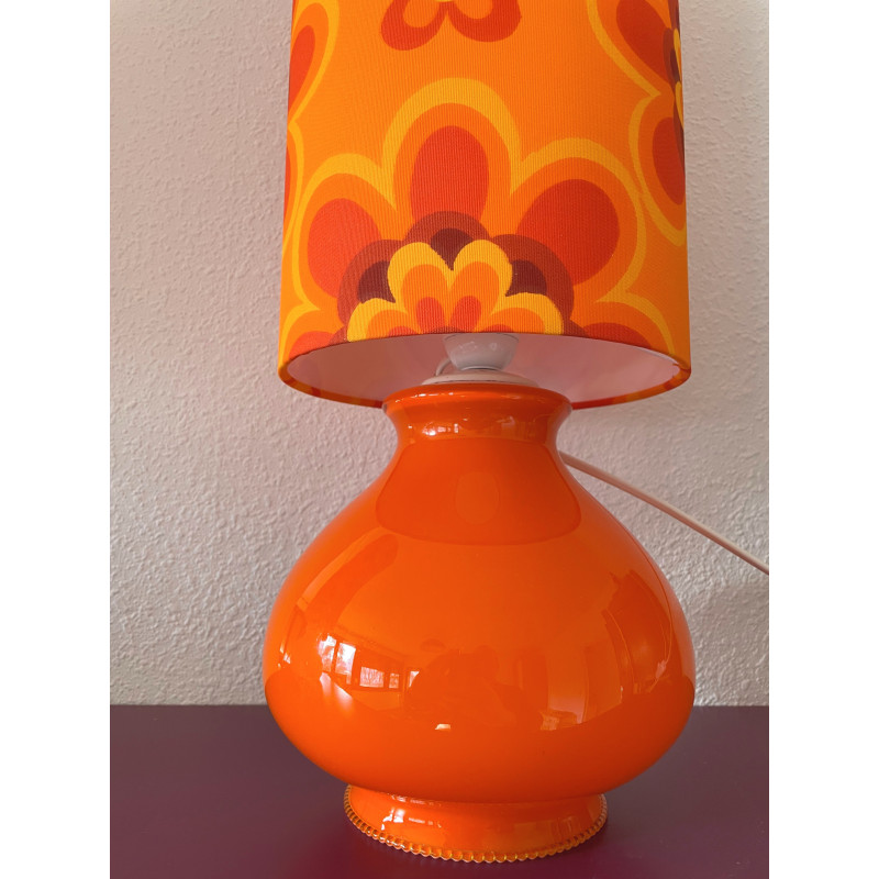 DeskLamp orange opalin glass Crush H60 D20cm - mid century area fabric