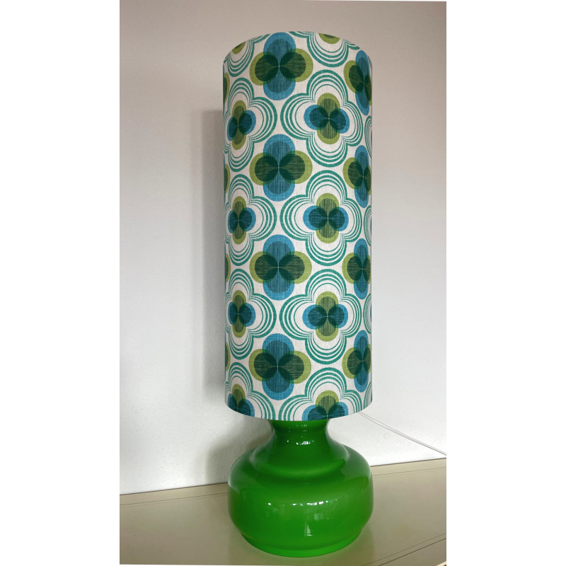 DeskLamp green opalin glass Circus H80 D27cm - vintage fabric