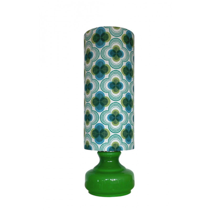 DeskLamp green opalin glass Circus H80 D27cm - vintage fabric