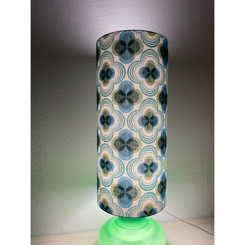 DeskLamp green opalin glass Circus H80 D27cm - vintage fabric