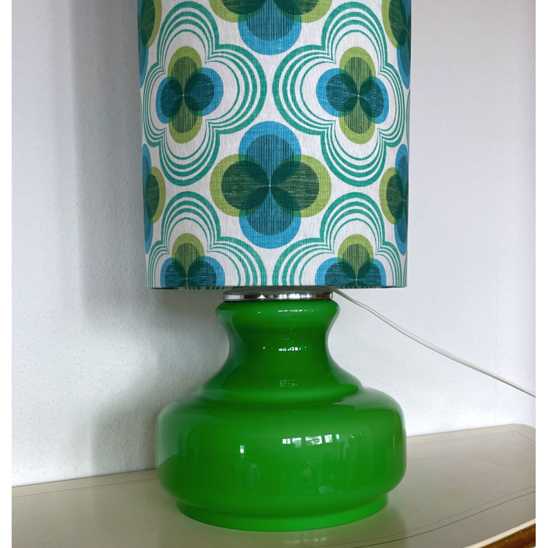 DeskLamp green opalin glass Circus H80 D27cm - vintage fabric