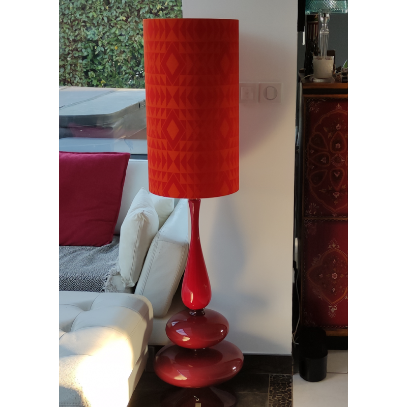 Abat-jour Eldo H60 D30 - tissu style vintage 70's