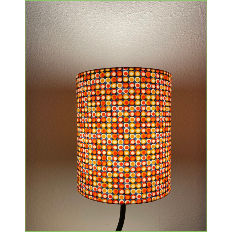 Lampshade Dotted H23cm D20cm - vintage 70s fabric