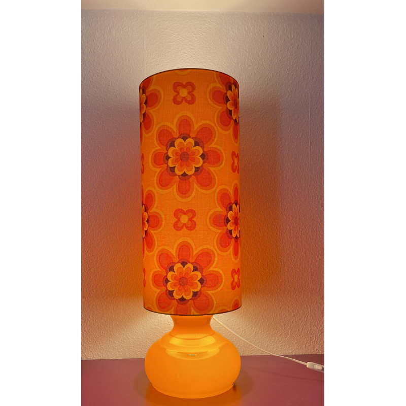 DeskLamp orange opalin glass Crush - mid-century fabric