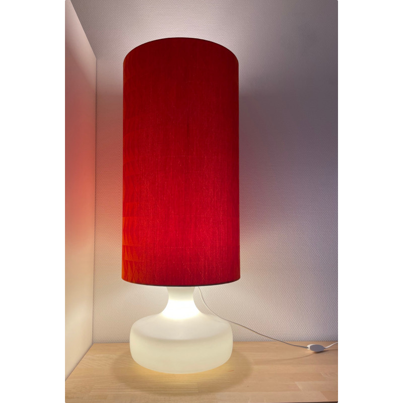 Desklamp orange Eldorarado - opalin glass & vintage fabric