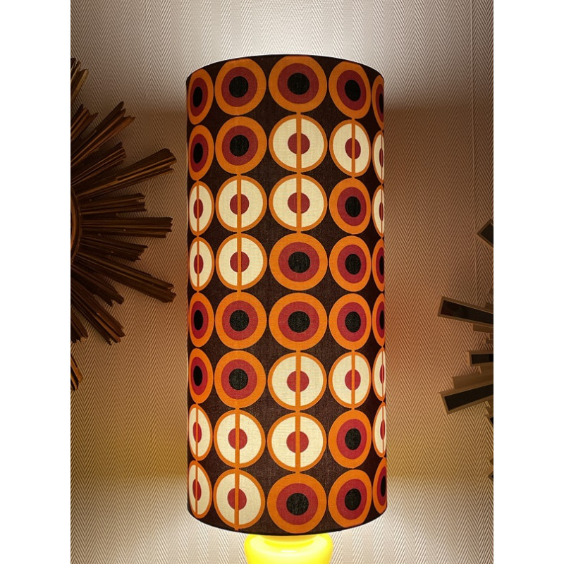 Abat-jour Pupille H55 D28 - tissu vintage 70's