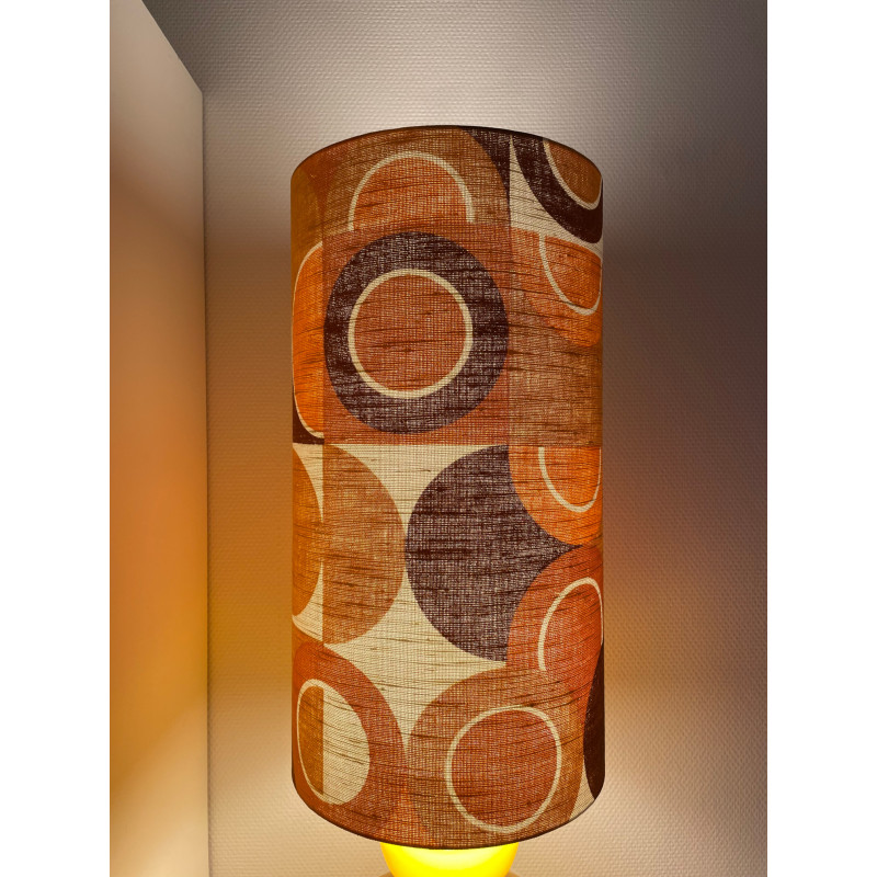 Lampe opaline marron Manège H88 D28 - tissu vintage 1970