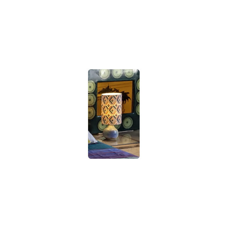 Abat-jour Pyramide H23 D15 - tissu vintage Abat-jour Pyramide H23 D15 - tissu vintage