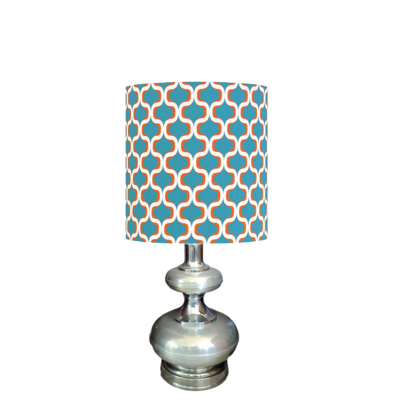 Abat-jour Nova in blue H40 D40 - tissu style vintage 70's