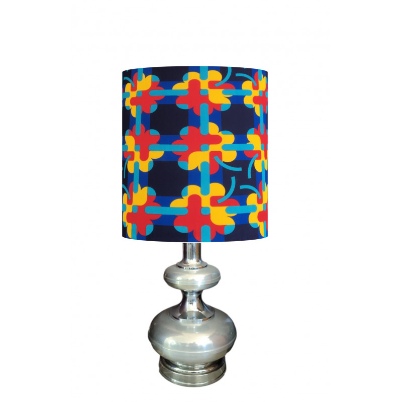 Abat-jour Blue reef H45 D45 - tissu vintage