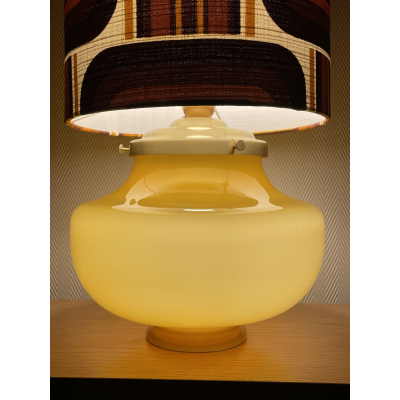 Lampe opaline marron Interlude H70 D25 - tissu vintage 1970