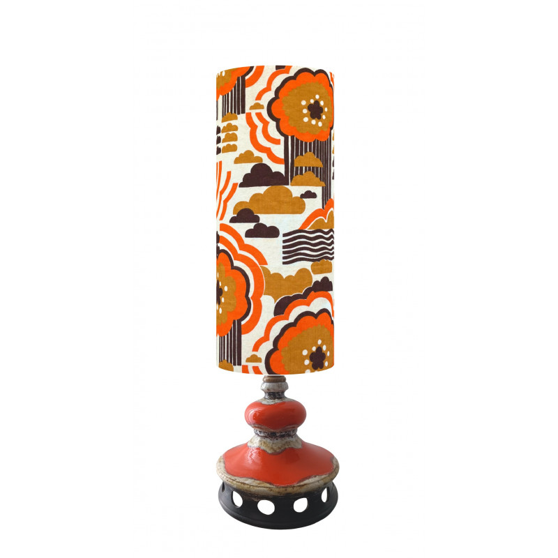 Lampshade Tower flower H75 D30cm - 70's fabric