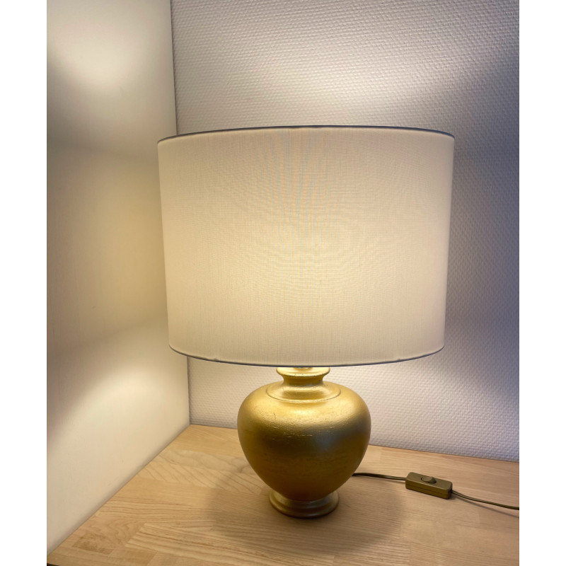 Abat-jour uni chintz ivoire ovale H25 L35x25