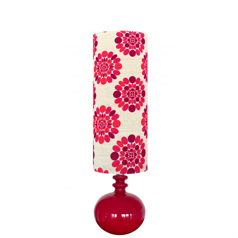 Lampshade Dolly red H80 D35cm - vintage fabric