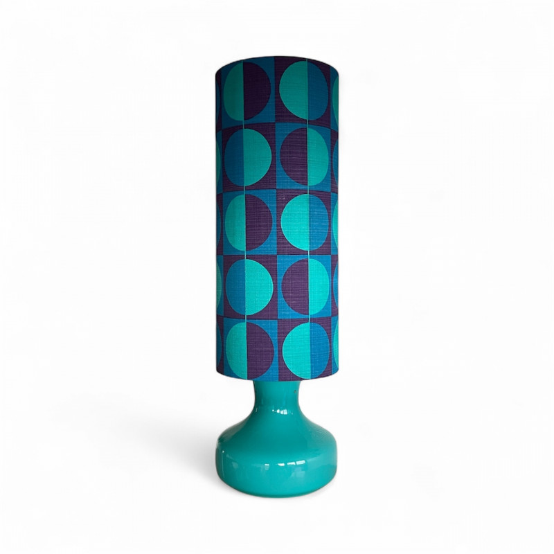 DeskLamp blue opalin glass Stockholm H82 D25cm - vintage fabric