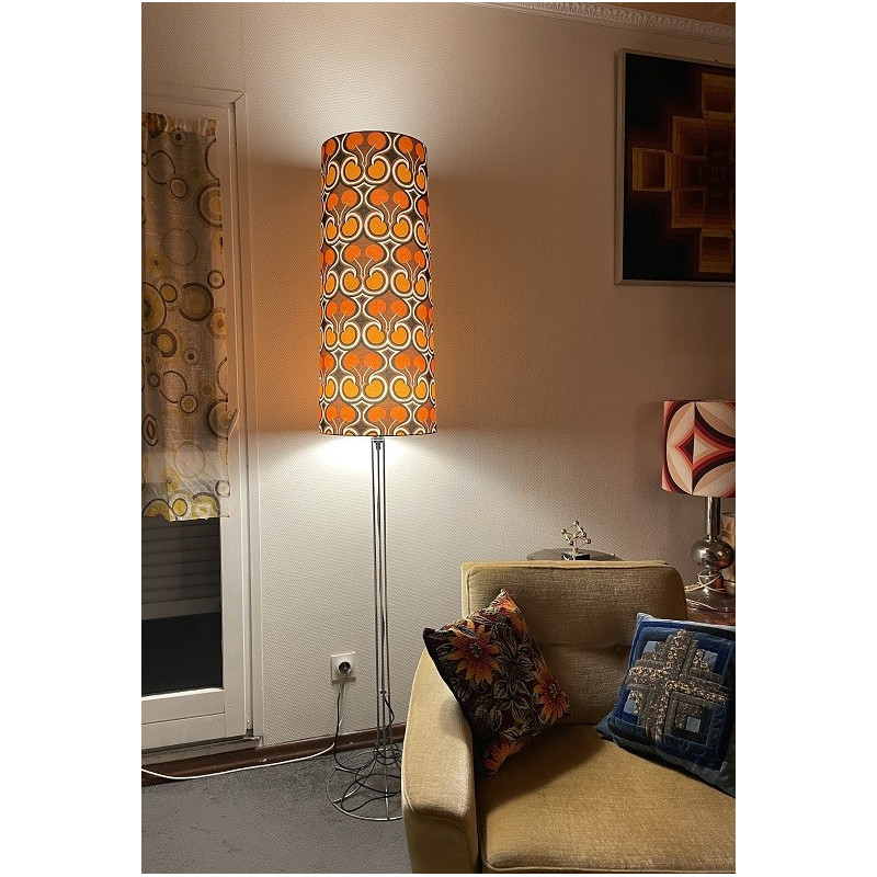 Abat-jour Cherry H80 D35 D30 - tissu 70's vintage