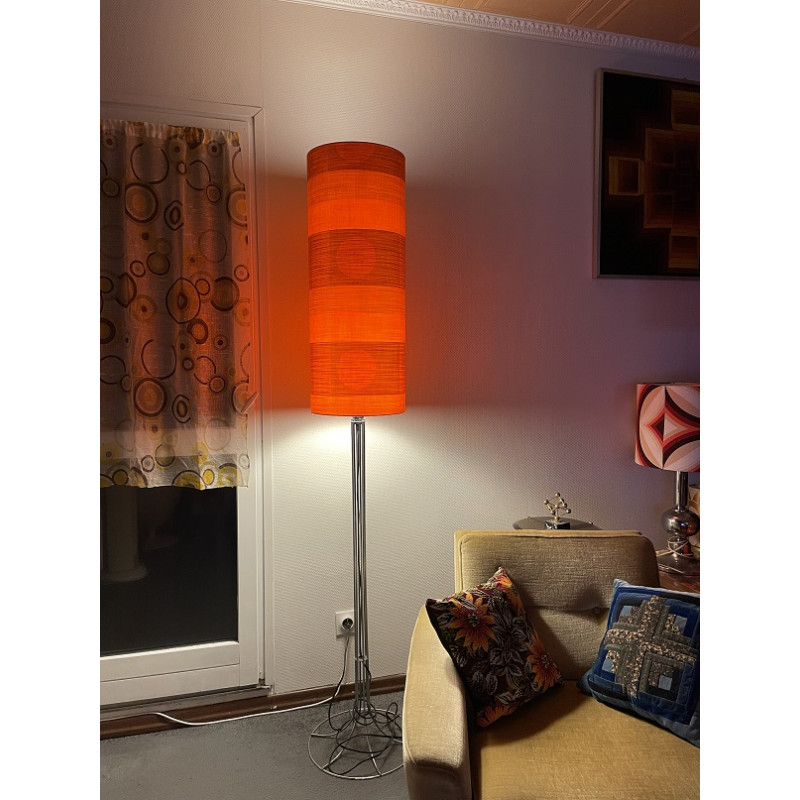 Abat-jour Orangeade H78 D30 - tissu rétro années 1970 Abat-jour Orangeade H78 D30 - tissu rétro années 1970