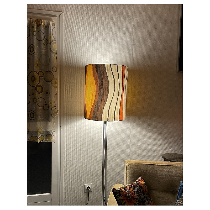 Abat-jour Nervure H50 D40 - tissu vintage