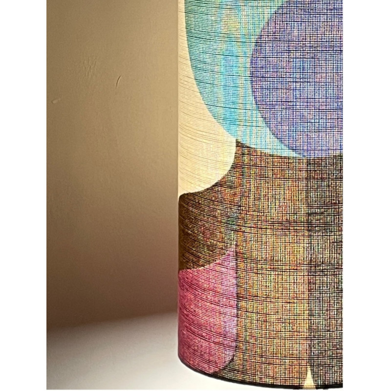 Abat-jour Stratos H38 D38 - tissu vintage 1970's Abat-jour Stratos H38 D38 - tissu vintage 1970's