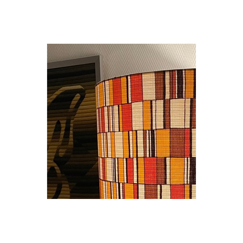 Abat-jour Percussions H30 D25 - tissu vintage 70s