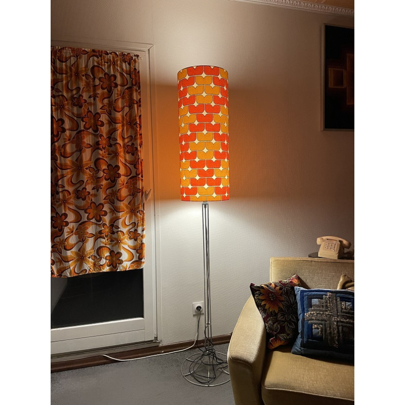 Abat-jour Pacman H75 D30 - tissu vintage 70's