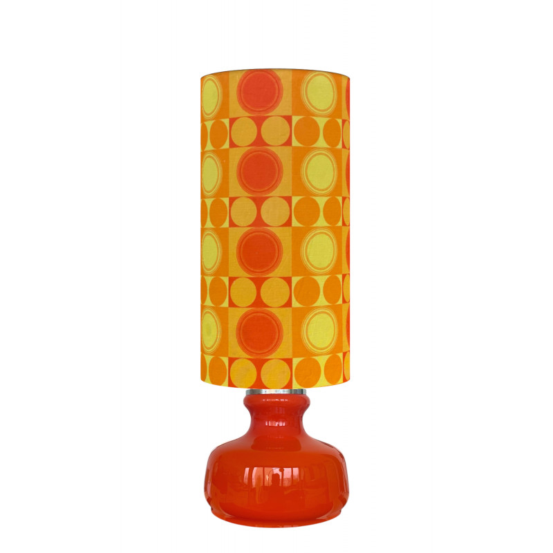 DeskLamp orange opalin glass Focale  - mid-century fabric