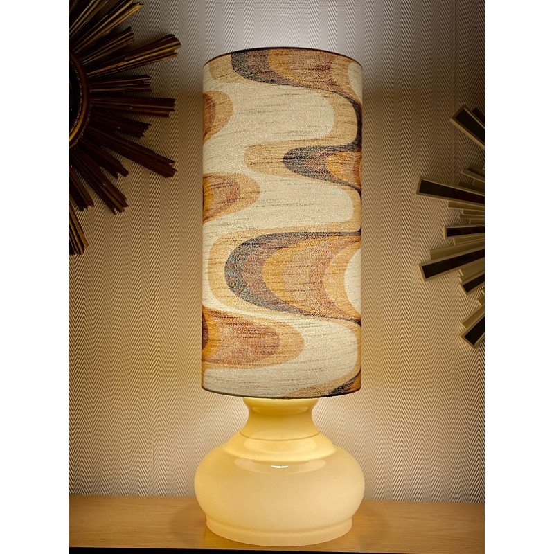 DeskLamp brown opalin glass Ondoyant - mid-century fabric